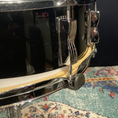 Ludwig 14x5" Vistalite, Blue and Olive Badge, Snare Drum 1970s - Black / White 2 Band Swirl image 13