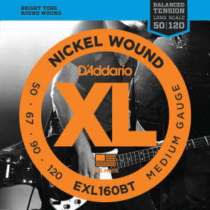 D'Addario EXL160BT Nickel Wound Bass Guitar Strings Balanced Tension Medium 50-120