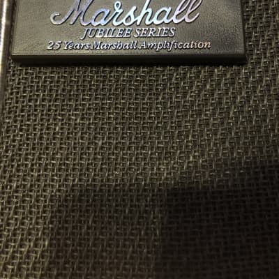 Marshall 2555 Silver Jubilee 25/50 100-watt SIGNED BY JIM MARSHALL and 2551a Slanted Cabinet 1987? Silver and Black image 13