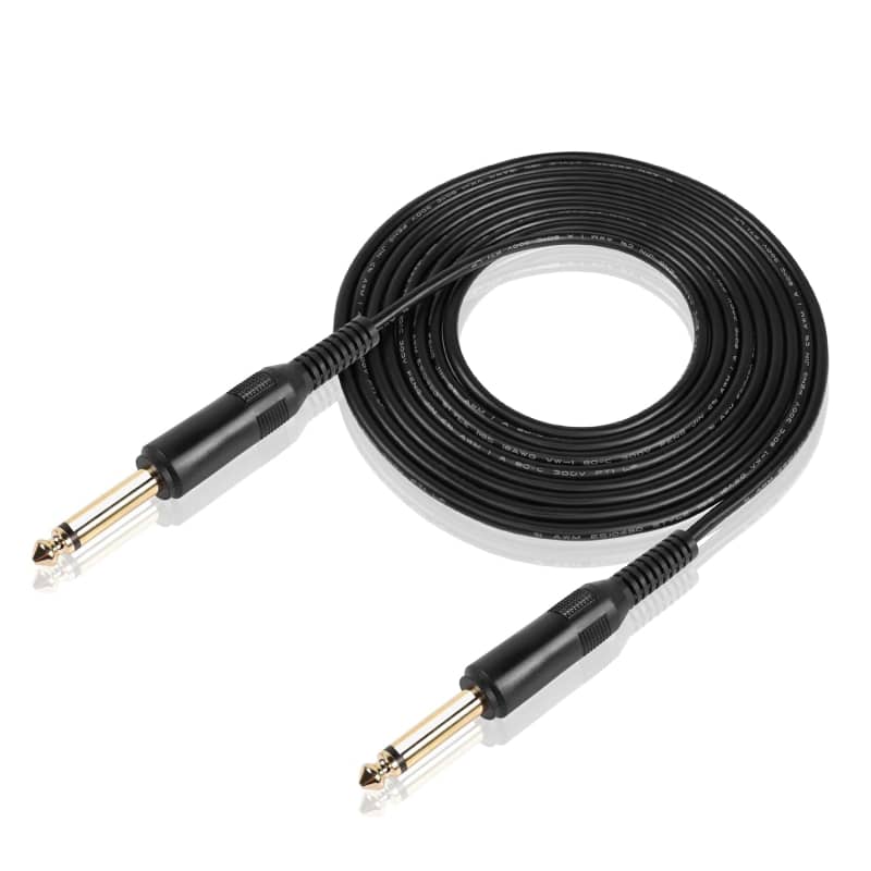 Jack 6.35Mm Ts 1/4 Inch To 1/4 Inch Guitar Cable 3Ft 6.35Mm Male To 6.35Mm  Male Quarter Inch Audio Guitar Instrument Patch Cable For E-Piano,  Saxophone, Bass, Keyboard Black/Blue Tweed