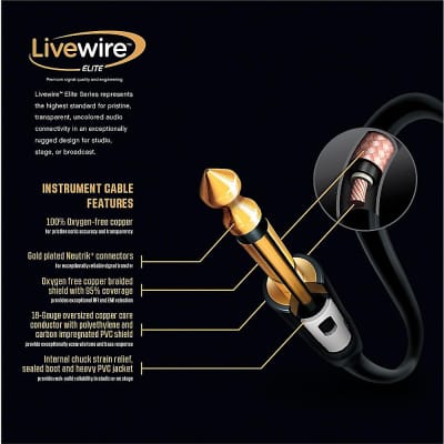 Live Wire Elite 12g Speaker Cable 1/4" to 50 ft. Black image 2