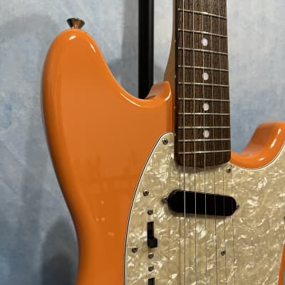 2021 Fender Japan Traditional II 60s Competition Mustang Capri Orange W/ Matching Headstock image 7