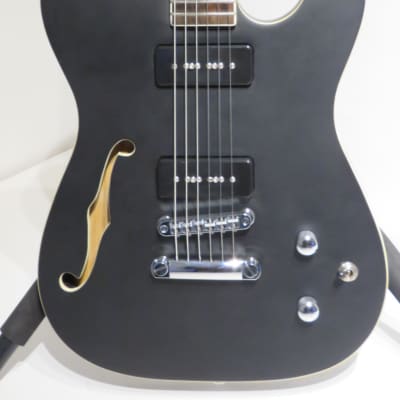 Lindo Dark Defender Semi Chambered Electric Guitar Thinline in Matte Black image 2