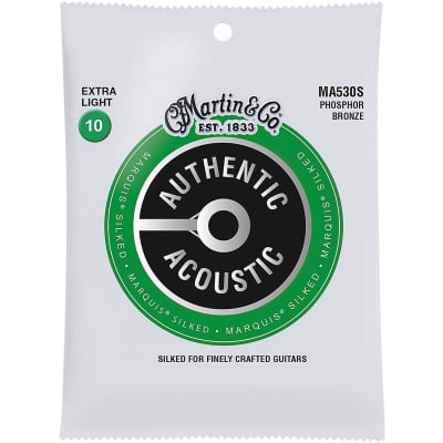 Martin MA530S Authentic Acoustic Marquis Silked Phosphor Bronze Acoustic Guitar Strings, Extra Light image 1