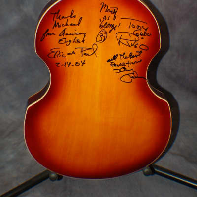 2004  Signed American English Louise Harrison Jay Turser Left Hand Beatle Bass Grover Tuners Gigbag image 9
