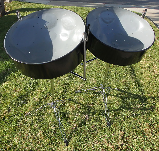 Rare Tropical Steel Double Tenor Steel Pan Drum with Stands Traditional Style