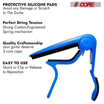 5 Core Capo Acoustic Electric Guitar 6 String Kapo Quick And Easy Adjustment Classic Clip For Banjo Mandolin Or Ukulele Capotraste Para Guitarra image 3