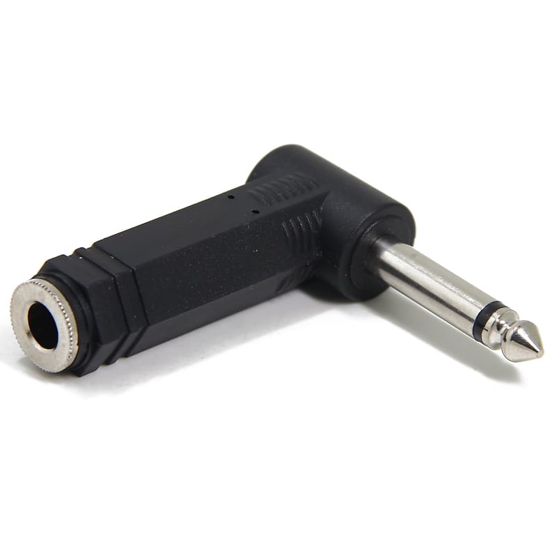 RCA female adapter to 3.5 mm mono male mini-jack, black plastic body