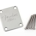 Fender 4-Bolt American Series Bass Neck Plate with "Fender  Corona" Stamp (Chrome)