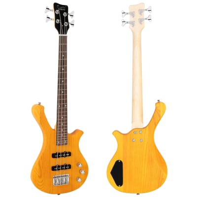 New Glarry GW101 36in Kid's Electric Bass Guitar Yellow image 2