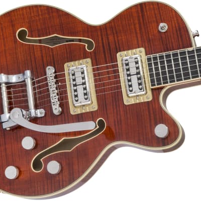 GRETSCH - G6659TFM Players Edition Broadkaster Jr. Center Block Single-Cut with String-Thru Bigsby and Flame Maple  Ebony Fingerboard  Bourbon Stain - 2401700878 image 6