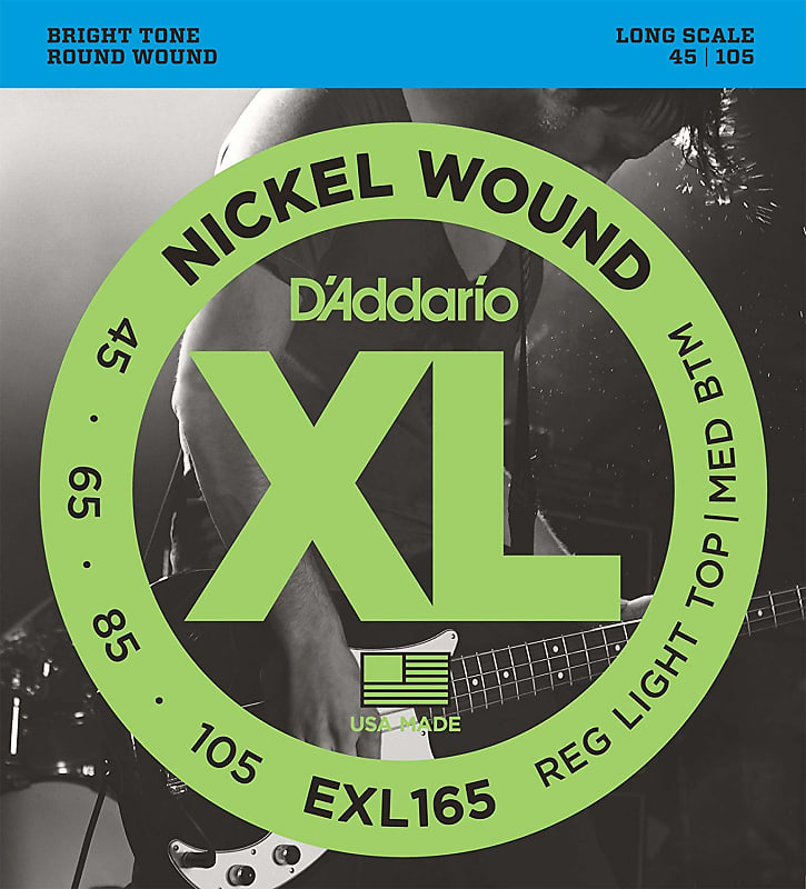 D'Addario EXL165 Nickel Wound Long Scale Bass Guitar Strings, Custom Light Top / Medium Bottom Gauge image 1