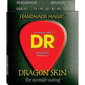 DR DSA-11 Dragon Skin K3 Coated Medium-Light Acoustic Strings (11-50)