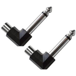 Seismic Audio SAPT102-2PACK Right-Angle RCA Female to 1/4" TS Male Cable Adapter (Pair)