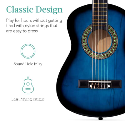 Best Choice Products Kids Acoustic Guitar Beginner Starter Kit with Carrying Case - 30in-Natural Mahogany image 19
