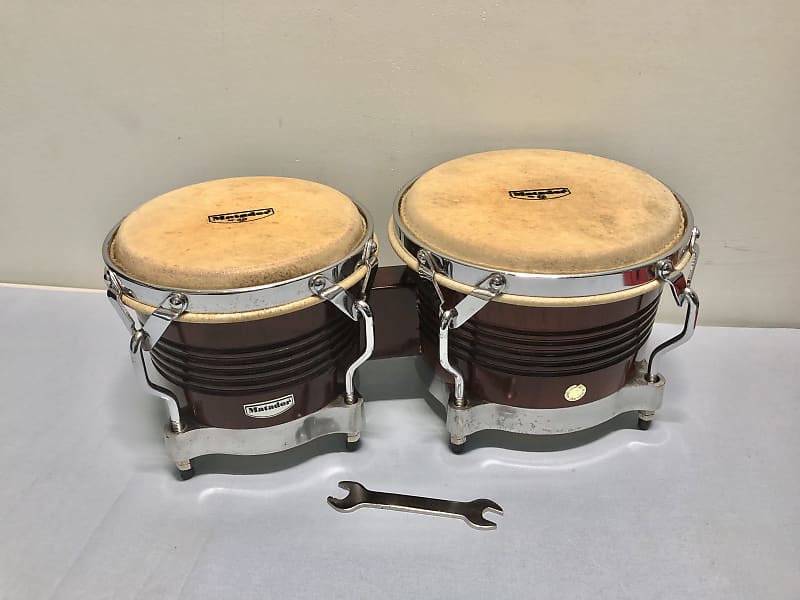LP Latin Percussion Matador Bongos, Hand Crafted, Dark Wood stain. Includes tuning wrench image 1
