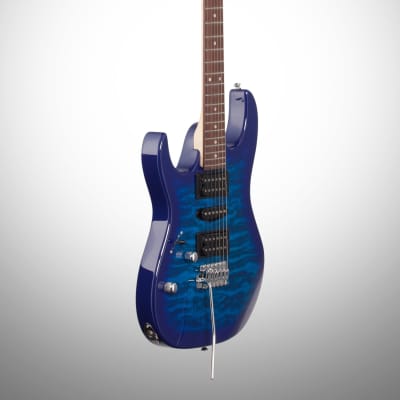 Ibanez GRX70QA Quilt Top Left-Handed Electric Guitar, Transparent Blue Burst image 4