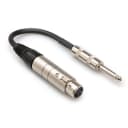 Hosa MIT-176 Impedance Transformer Microphone Adaptor XLR3F to 1/4" TS 6 inches