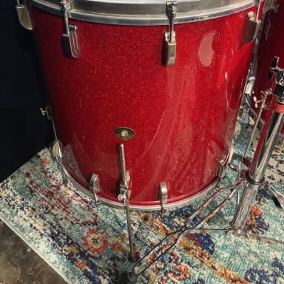 Frankie Banali's Quiet Riot - Leedy & Ludwig Restored 6-Piece Set, 24", 20", 16", 13", 12", 14x5" Matching Snare! Immaculate 1950-1955 - Sparkling Red Pearl image 5