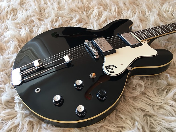 Rare 1995 Epiphone Riviera Ebony (EB) Black MIK Peerless