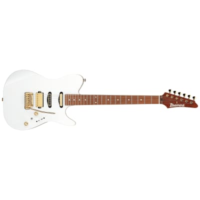 Ibanez Lari Basilio Signature LB1 Guitar, Roasted Birdseye Maple, White image 1