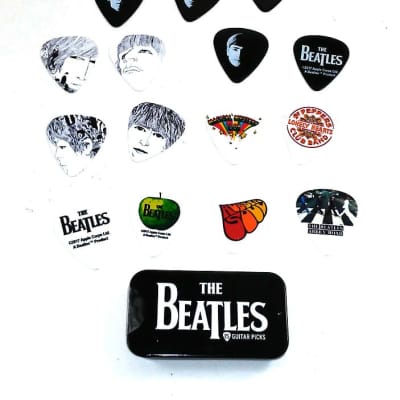 Beatles Guitar Picks Signature Series Logo Planet Waves Pick Tin 15 Picks for sale