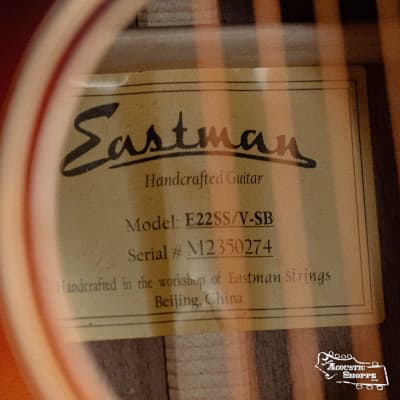 Eastman E22SS/V-SB Adirondack/Walnut "Antique Varnish Series" Antique Sunburst Slope Shoulder Dreadnought Acoustic Guitar #0274 image 4