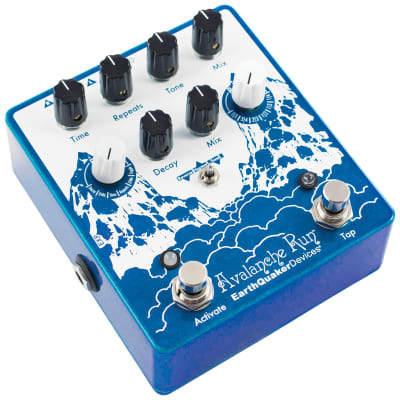 EarthQuaker Devices Avalanche Run Stereo Reverb & Delay with Tap Tempo V2 2018 - Present - Blue Sparkle / White Print image 2