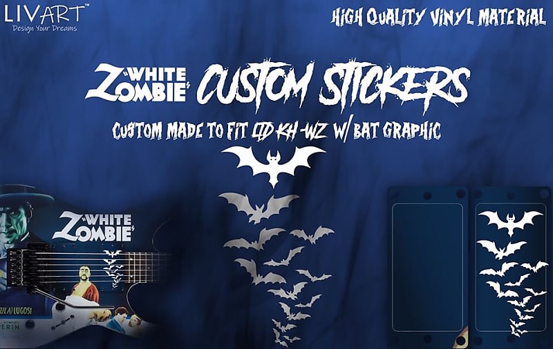 White Zombie Stickers - Custom Pickup Stickers Covers For ESP LTD White Zombie image 1