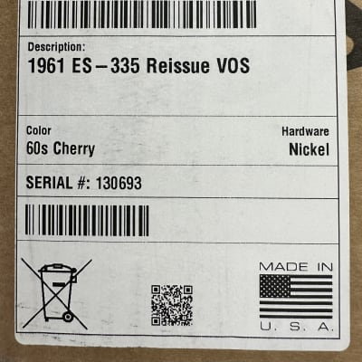 1961 Gibson ES-335 Reissue VOS Custom Shop 60s Cherry New Unplayed Auth Dlr 7lbs 10oz #693 image 25