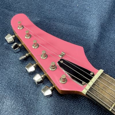 Killer 1970s Cort “Slammer” Mini-Electric Guitar in Nu-Glo Pink - MIJ (Teisco/Harmony H804) image 7