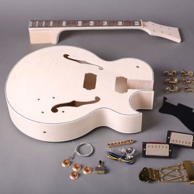 Unbranded Archtop  Electric Guitar DIY Kit  Natural Unfinished image 2
