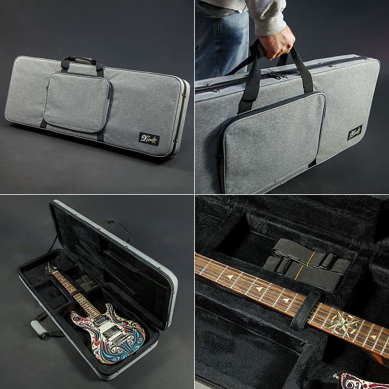 Lindo Electric Guitar Eco Hard Case | Plush Lined with Storage Pockets | Sustainable and Eco-Friendly | Designed in The UK | Grey Fabric Finish (Guitar NOT Included) image 1