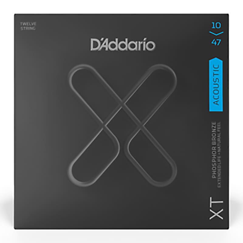 D'Addario XTAPB1047-12 XT Series Acoustic Guitar Strings, Phosphor Bronze, 12-String, 10-47 image 1