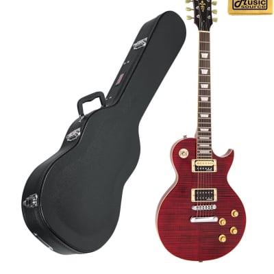 Vintage V100TWR Reissued Electric Guitar, Flamed Trans Wine Red, W