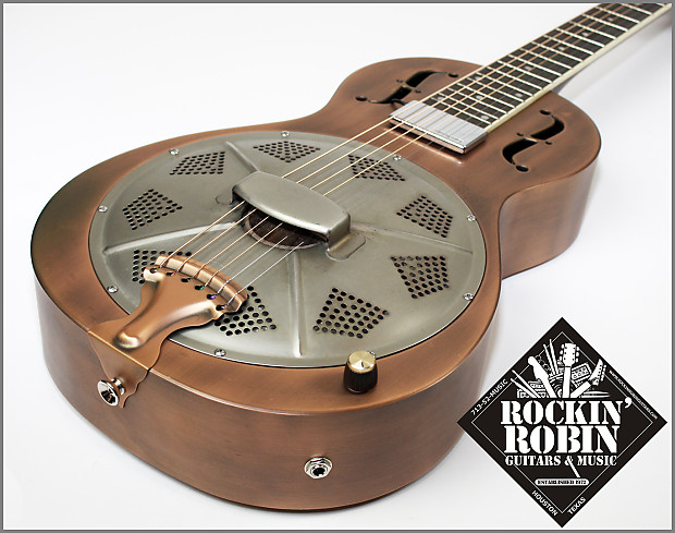 Republic Resonator Copper Guitar with Lace Pickup w Case