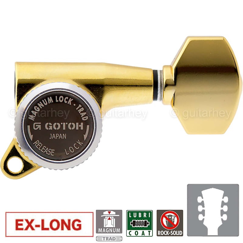 NEW Gotoh SG381-07 MGT LOCKING Tuners L3+R3 Set Ex-Long Posts 3x3 - GOLD
