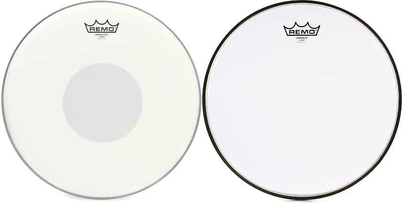 Remo Emperor X Coated Drumhead - 14 inch - with Black Dot  Bundle with Remo Emperor Clear Drumhead - 13 inch image 1