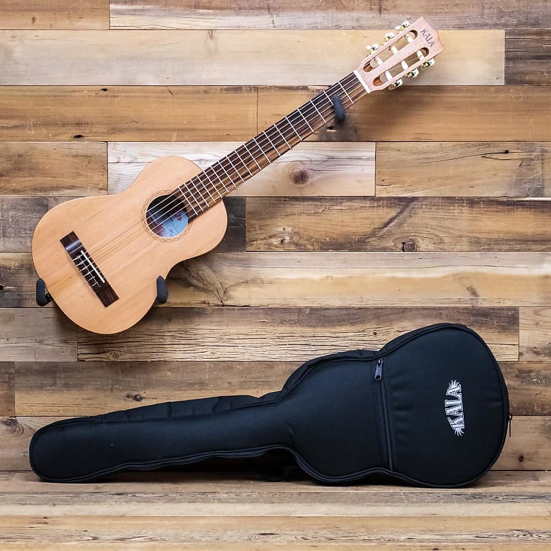 Kala KA-GTR-TRVN Solid Cedar Top Travel Nylon String Guitar, Natural