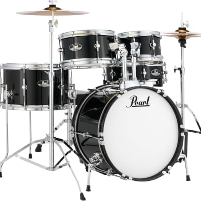 Pearl Roadshow Jr. 5-piece Complete Drum Set with Cymbals - Jet Black  Bundle with Evans SoundOff Tom Mute - 10-inch image 2