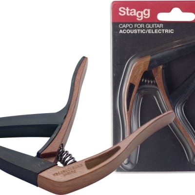 Stagg SCPX-CU Curved trigger capo for acoustic/electric GUITAR Dark Wood Finish 2017 for sale