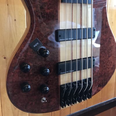 Wolf S9-6 6 String Fretless Bass (Left Handed) - Quilted Bubinga (#2) image 4