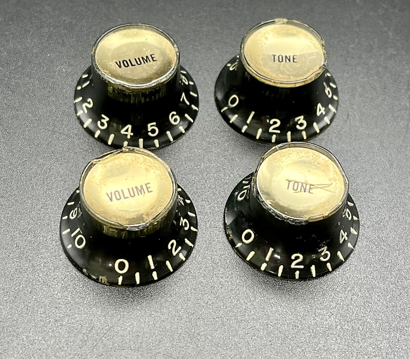 1970s Ibanez Control Knob set Black with gold cap (4No) Reverb