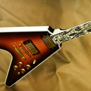 Gibson Flamethrower Flying V Ultima Bourbon Burst Custom Electric Guitar image 4