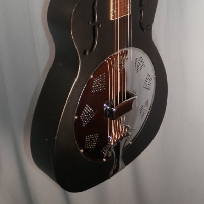 Regal Resonator Acoustic Guitar Matte Black Metal Body used image 3