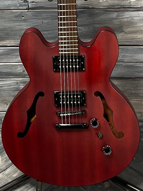 Used Epiphone 2005 Dot Studio Semi-Hollow Electric Guitar with Gig Bag- Worn Cherry image 1