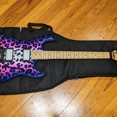 Kramer 2015 Pacer Satchel Purple Leopard MIK Steel Panther Guitar w/Fender Bag, Very RARE, EXC! image 7
