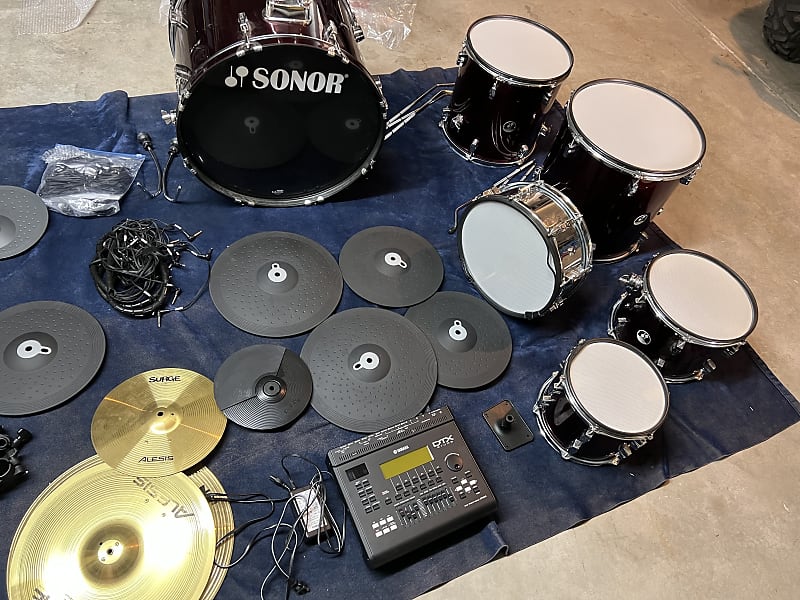 Yamaha Sonor Acoustic Electronic Drum Conversion Kit 2017 Red Reverb