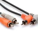 Hosa Stereo Interconnect, Dual RCA to Same - Straight to Right-angle - 2 m - 6.6' / CRA-202R