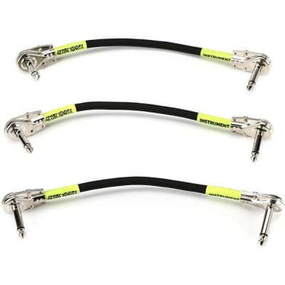 Ernie Ball 6 Inch Pancake Angled Instrument Patch Cable, Black image 3